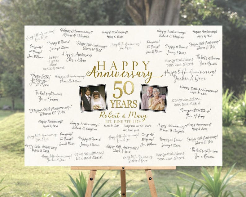 Guest Book for 50th Wedding Anniversary, Guestbook Alternative Personalized with Signatures Signed by Guests, Anniversary Party Idea 50 Year image 2