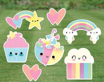 Precious Pastel Rainbow - Paquete de media hoja - Juego de tarjetas de 7 piezas