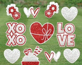 Love XOXO Glitter - Paquete de media hoja - Juego de tarjetas de 11 piezas