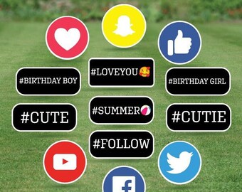 Logotipos de redes sociales - Paquete de media hoja - Juego de tarjetas de 13 piezas