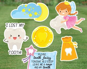 Hada de los Dientes - Paquete de media hoja - Juego de tarjetas de jardín de 6 piezas