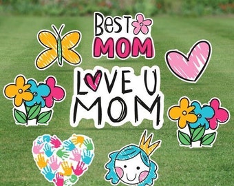 Art For Mom - Paquete de hojas completas - Juego de tarjetas de jardín de 8 piezas