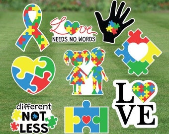 Concienciación sobre el autismo - Paquete completo de hojas - Juego de tarjetas de 9 piezas