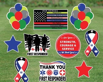 Thank You First Responders - Paquete completo de hojas - Juego de tarjetas de 10 piezas