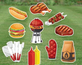 BBQ - Paquete completo de hojas - Juego de tarjetas de jardín de 10 piezas