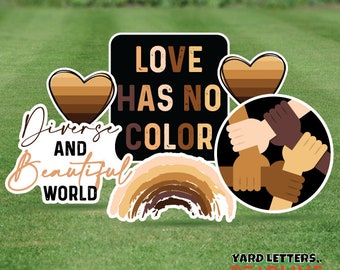 Love Has No Color - Paquete de media hoja - Juego de tarjetas de jardín de 6 piezas