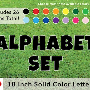 18 Inch Alphabet Set Yard Cards, Solid Color Letters A-Z, Durable Outdoor Lawn Sign