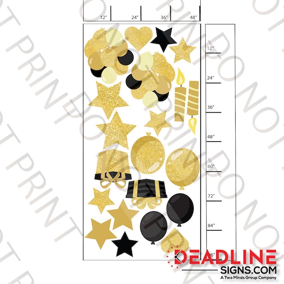 Gold Glitter Decorations Full Sheet Bundle 21 Piece Yard Etsy