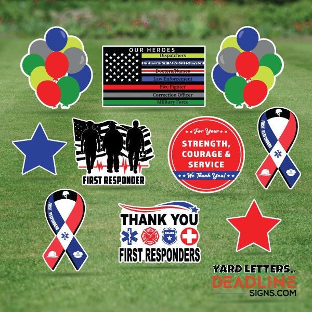 Thank You First Responders - Full Sheet Bundle - 10 Piece Yard Card Set ...