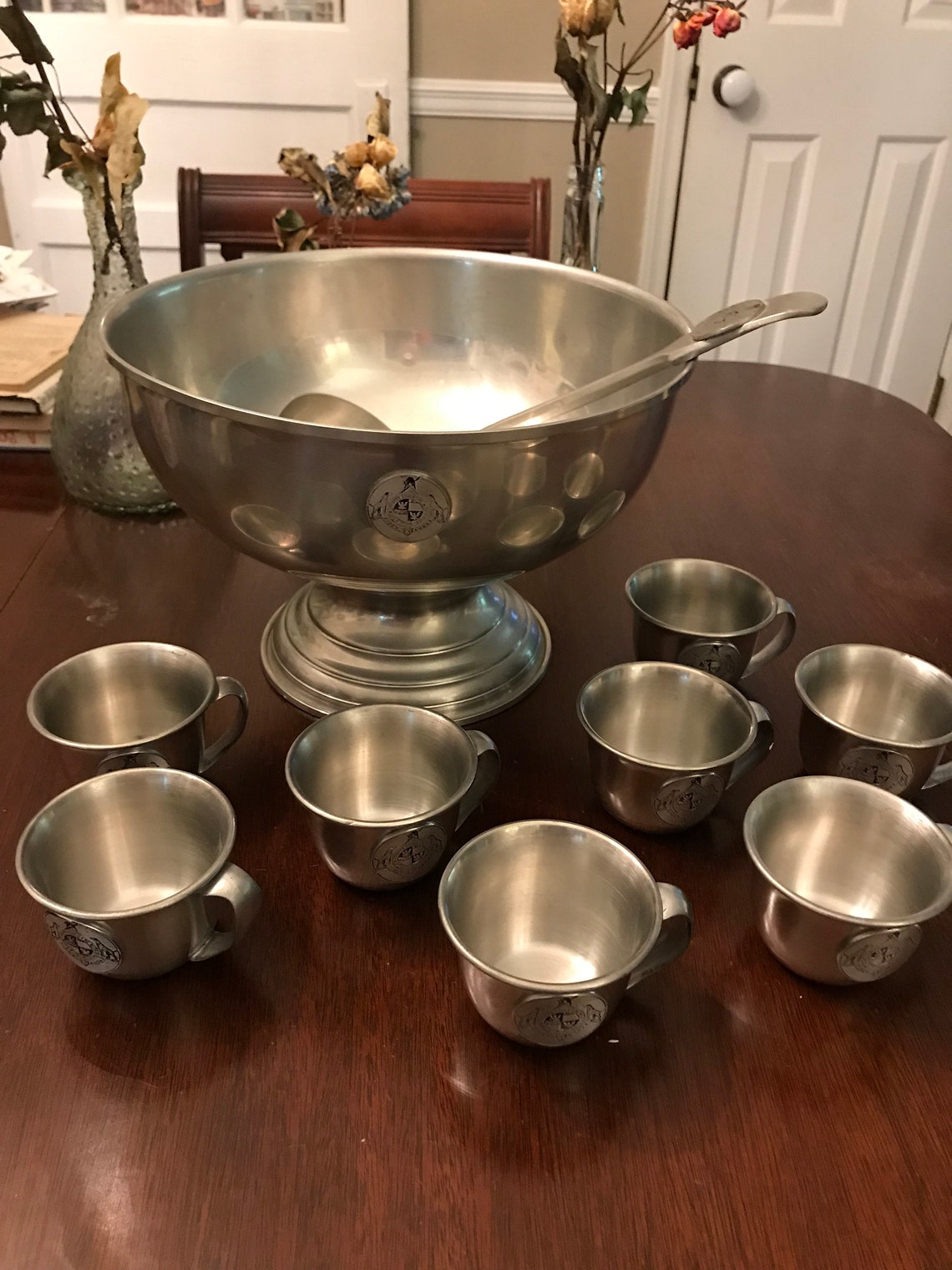 Woodbury Pewter American Fox Terrier Club 10 Piece Punch Bowl Set Etsy