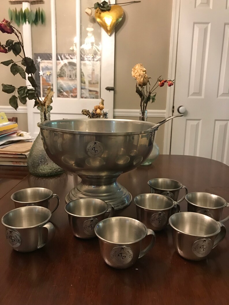 Woodbury Pewter American Fox Terrier Club 10 Piece Punch Bowl Set Etsy
