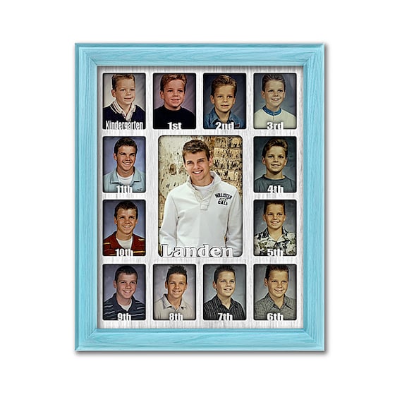 Cornice per foto degli anni scolastici - Classi canadesi - JK SK - Personalizzata - Contiene dodici foto da 2,5 x 3,5 - Cornice nera con passepartout bianco - 11x14 - Italia