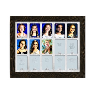 School Years Picture Frame - Personalized With Any Name - 10 Color Choices (Barnwood Espresso Frame) - Preschool to Graduation Frame - 11x14