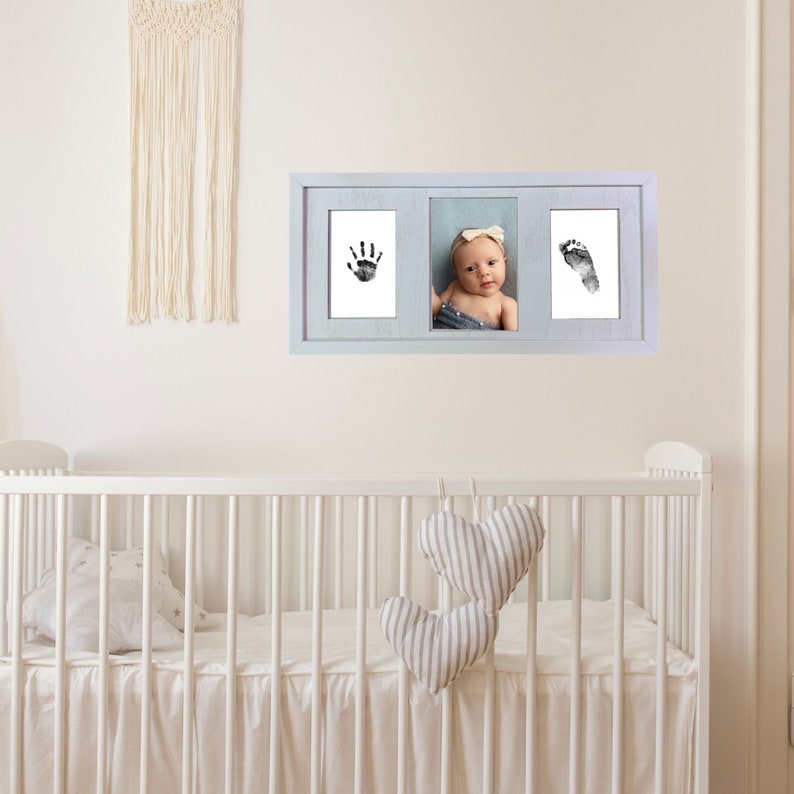 Baby Handprint and Footprint Picture Frame Kit - Safe No Mess Inkless Pad - Baby Shower New Mom Gift Newborn image 3