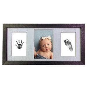 Kit de cadre photo empreinte de main et empreinte de pas de bébé - tampon sans encre sûr et sans gâchis - cadeau baby shower pour nouvelle maman