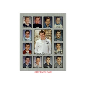 School Years Picture INSERT Only (NO FRAME) Holds Twelve 2.5" x 3.5" School Photos and 5" x 7" Graduation Picture Personalized with Any Name