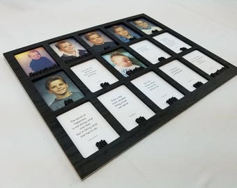 School Years Picture Insert (NO FRAME) Personalized With Name - 10 Color Choices (Shown with Black Insert) - Preschool to Graduation - 11x14