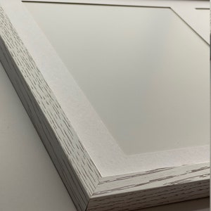 12x20 Modern Thin White Picture Frame with White Mat - Holds Two 8x10 photo - Solid Hardwood Handmade Photo Frame - Fade Resistant Mat Board