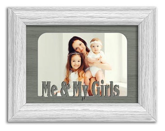 Me & My Girls Tabletop Picture Frame - Holds 4x6 Photo - Multiple Color Options - Family Frame