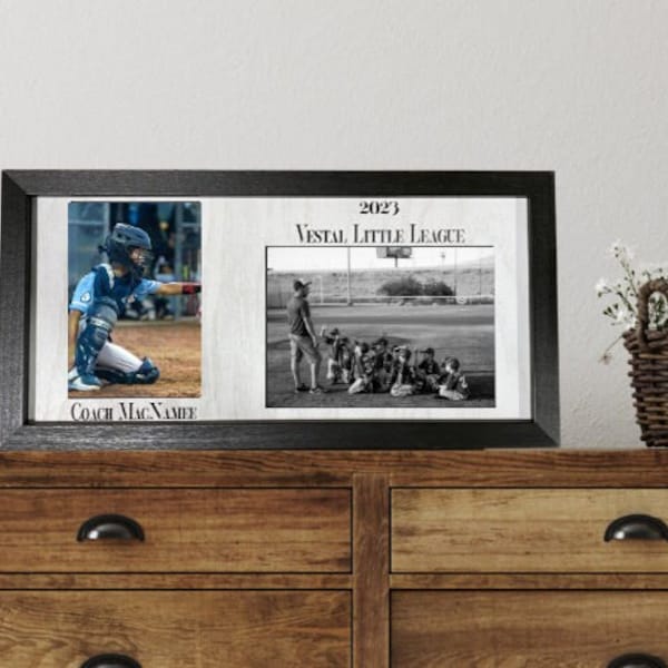 Little League Team and Player Personalized Picture Frame - Customize Childs Name & Team - Holds 5x7 and 4x6 Photos - Multiple Color Options