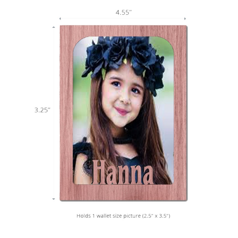 Magnet Photo Frame Personalized with Any Name 10 Color Options Shown in Pink Standard Wallet Picture image 1