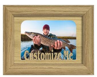 Custom Lake Name Picture Frame - Personalized with any Lake Name - 5x7 Frame holds 4x6 photo - Fishing photos - Gift for him