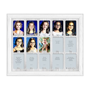 School Years Picture Frame - Personalized With Any Name - 10 Color Choices (Shown with White Frame) - Preschool to Graduation Frame - 11x14