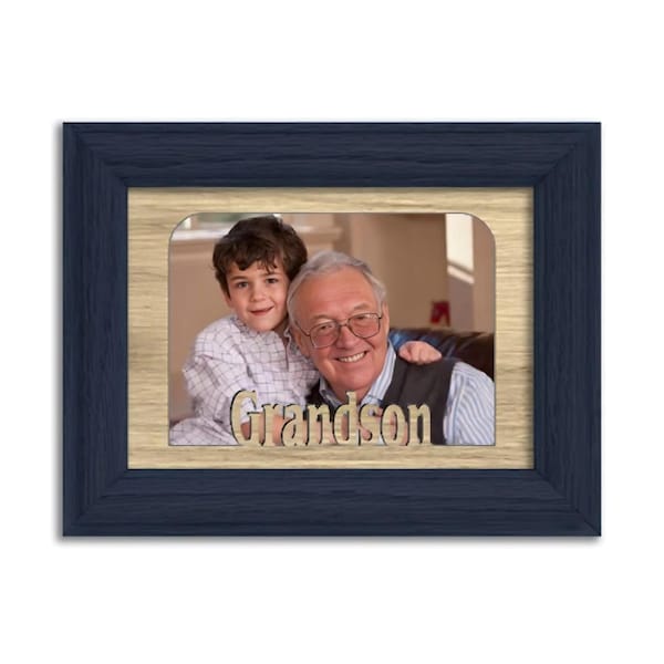 Grandson Tabletop Picture Frame - Holds 4x6 Photo - Multiple Color Options - Family Frame 