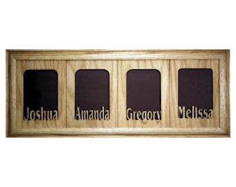 Custom Collage Picture Frame - Personalized with you Children's Names - Holds 4 4"x 6" or 5" x 7" Photos