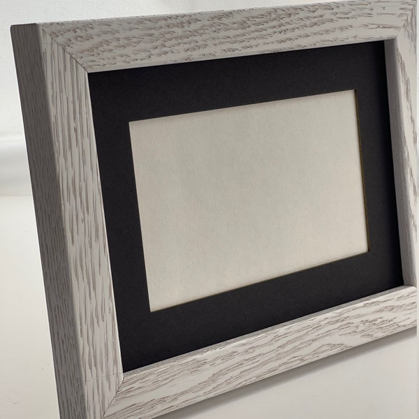 5x7 Picture Frame with Black 4x6 Picture Opening Mat - Hanging Frame Easel Back, Common Size, Modern Frame - Multiple Color Options - Custom