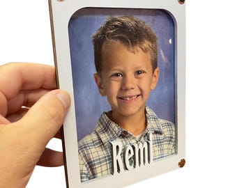 School Years Personalized Name Frameless Photo Frame - Holds 4" x 6" - Nursery Photo, Family Picture, Graduation