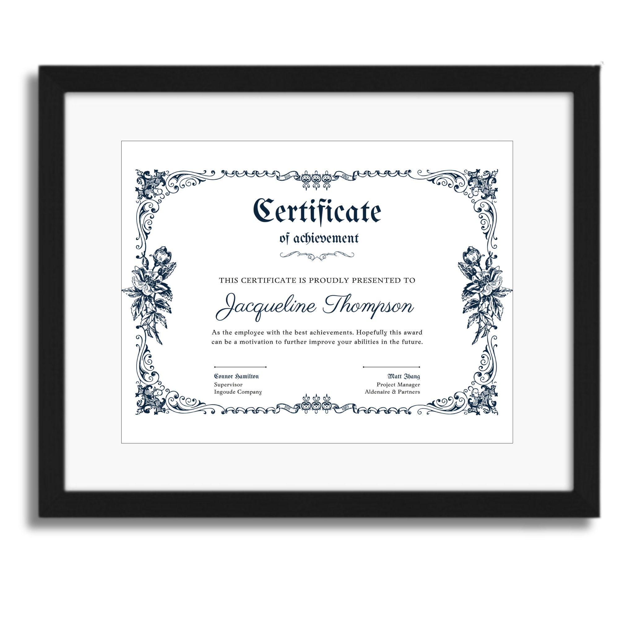 Lot De 6 Cadres 8.5x11 Pouces Pour Diplômes/certificats - Noir Texture Verre - Avec Support