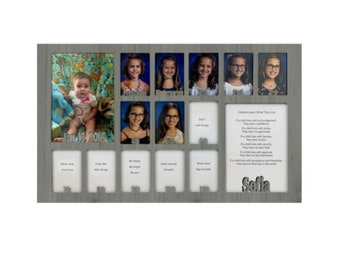 School Years Picture Insert (NO FRAME) - Personalized With Any Name and Date - 10 Color Choices - Graduation Frame - 12x20 - Dark Gray