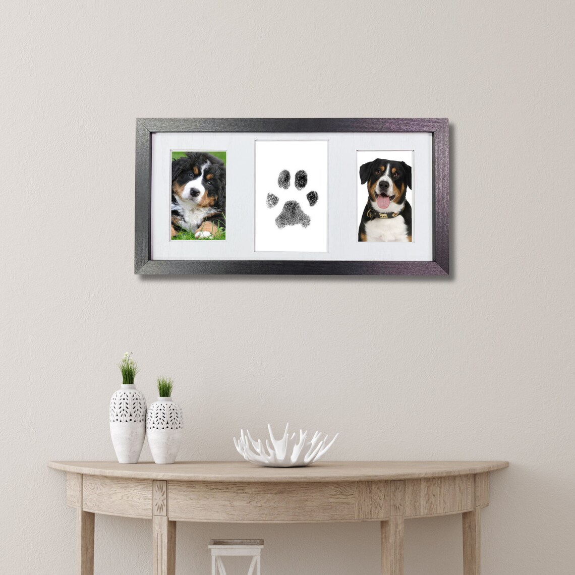 Pet Paw Print Picture Frame With Safe No Mess Inkless Pad Pawprint Kit ...