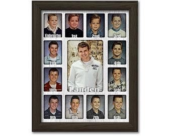School Years Picture Frame - Personalized With Any Name - 10 Color Choices (Shown in Espresso Frame)- Graduation Frame - 11x14