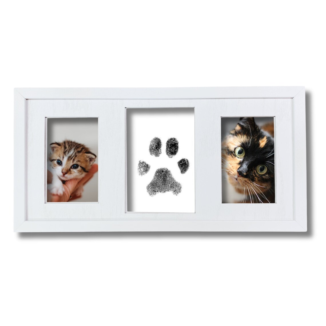 Pet Paw Print Picture Frame With Safe No Mess Inkless Pad Pawprint Kit ...