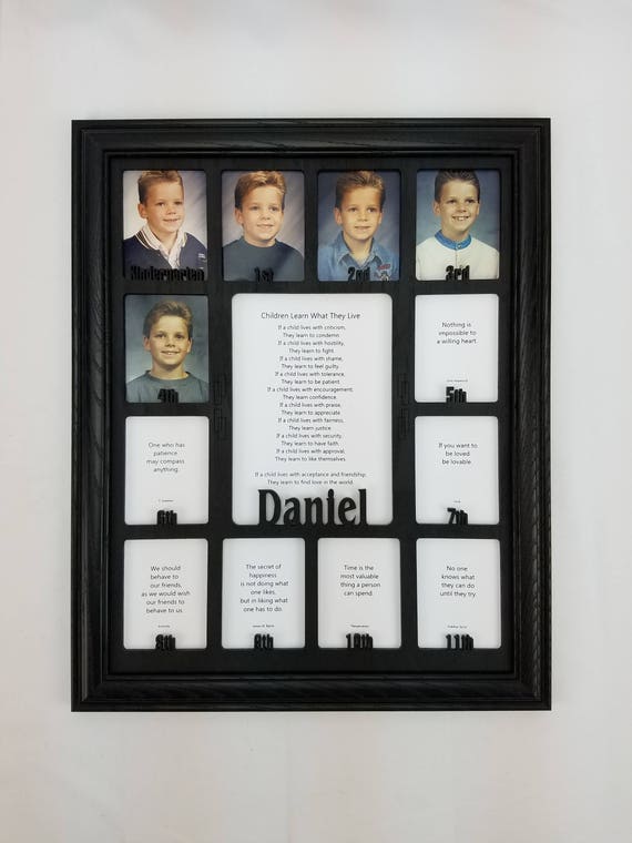 Large collage picture frame 15 opening for 4x6 or 5x7 school years pre k through 12 multiple opening frame 