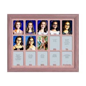 School Years Picture Frame - Personalized With Any Name - 10 Color Choices (Shown with Pink Frame) - Preschool to Graduation Frame - 11x14