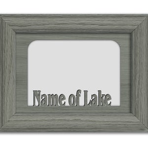 Personalized Lake | Hometown City Picture Frame | Vacation, Travel, Family, Anniversary Gift | 5x7 Tabletop Frame for 4x6 Photo Dark Gray