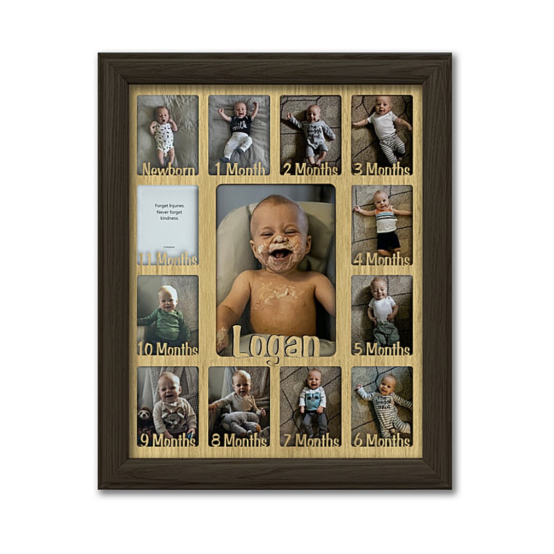 Baby First Year Personalized Frame Holds Twelve 2.5 X 3.5 Newborn