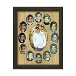 School Years Picture Frame - 10 Color Options (Shown with Espresso Frame) - Oval Graduation Collage K-12 - 11x14