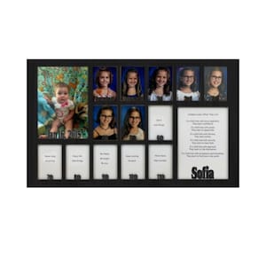 School Years Picture Insert (NO FRAME) - Personalized With Any Name and Date - 10 Color Choices - Graduation Frame - 12x20 - Black