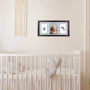 Baby Handprint and Footprint Picture Frame Kit - Safe No Mess Inkless Pad - Baby Shower New Mom Gift Newborn image 2