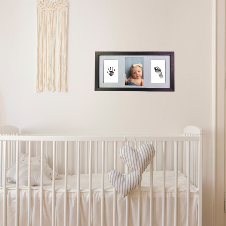 Baby Handprint and Footprint Picture Frame Kit - Safe No Mess Inkless Pad - Baby Shower New Mom Gift Newborn image 2