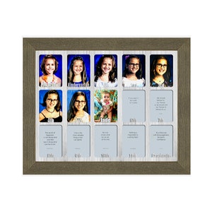 School Years Picture Frame - Personalized With Any Name - 10 Color Choices (Barnwood Gray Frame) - Preschool to Graduation Frame - 11x14