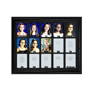 School Years Picture Frame - Personalized With Any Name - 10 Color Choices (Shown with Black Frame) - Preschool to Graduation Frame - 11x14