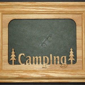 Camping Picture Frame - Tabletop 5x7 - Family Vacation Memories - Tent Camping | RV Camper | Fun Trip with Friends | Multiple Color Options