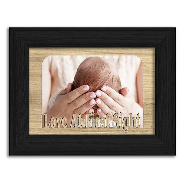 Love At First Sight | Baby Picture Frame | Relationship Photo | Home Wall Decor | Hardwood | 5x7 Tabletop Frame Multiple Color Options