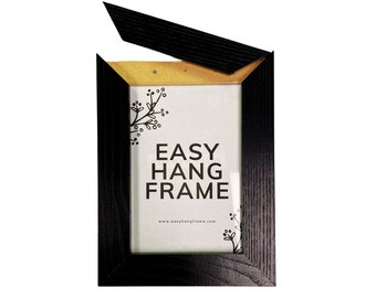 Easy Hang Picture Frame - Hang In Under a Minute - Solid Hardwood Frame with Glass - Fits 4x6 - 5x7 - 8x10 Photos - Black and Oak Colors