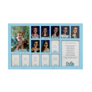 School Years Picture Insert (NO FRAME) - Personalized With Any Name and Date - 10 Color Choices - Graduation Frame - 12x20 - Aqua